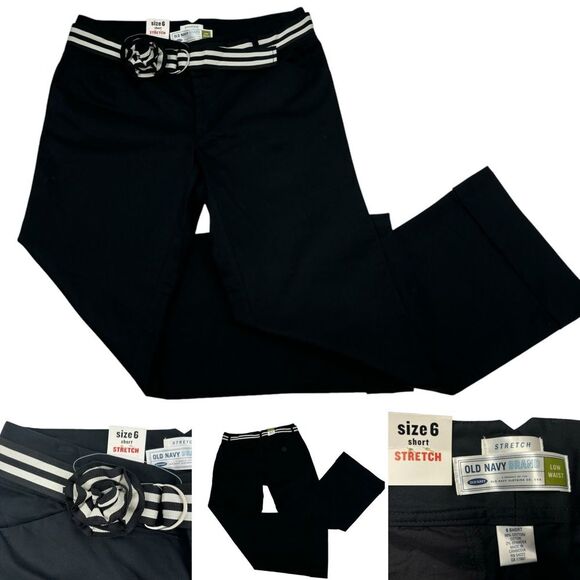 Old Navy Low Rise Wide Leg Cuffed Stretch Pants with belt Y2K 2005 NWT - Picture 15 of 15